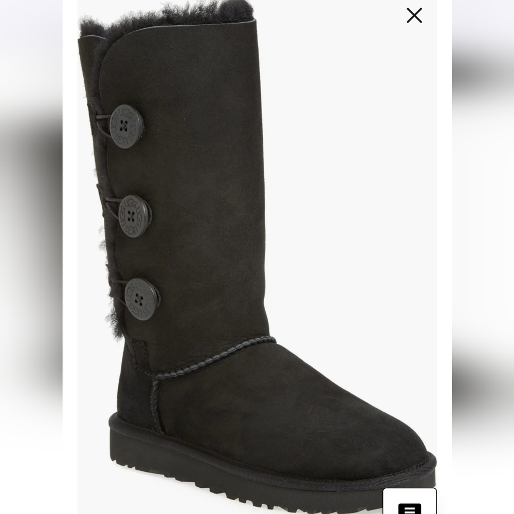 Ugg Bailey Button Triplet Button Black Suede Tall… - image 1